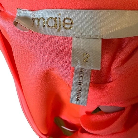 MAJE Ruffle Trimmed Coral Mini Dress - Picture 8 of 10